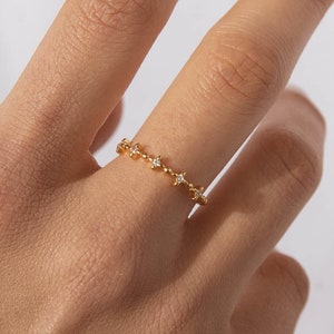 Dainty cz ring, 18k gold plated ring, Delicate ring, Sterling Silver ring, Minimalist ring, Tiny ring, Stackable ring, Minimalist jewelry