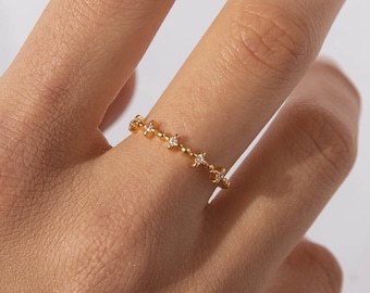 Dainty cz ring, 18k gold plated ring, Delicate ring, Sterling Silver ring, Minimalist ring, Tiny ring, Stackable ring, Minimalist jewelry