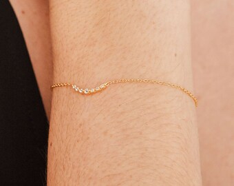 Dainty CZ Bracelet for women,  Gift For Her, Tiny Gold Bracelet, Bridesmaid Gift, Sterling Silver Chain Bracelet, Jewelry gift