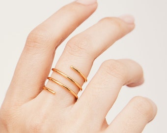 Wrapped Ring, Twist Ring, Coil ring, Silver wrap ring, Gold twisted ring, Gold thumb ring, Delicate spiral ring, Minimalistic stacking ring