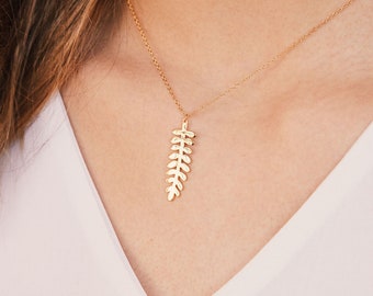 Leaf necklace, Feather necklace, Gold leaf necklace, Minimalist necklace, Minimalist jewelry, Nature necklace, Tree necklace, Spike necklace