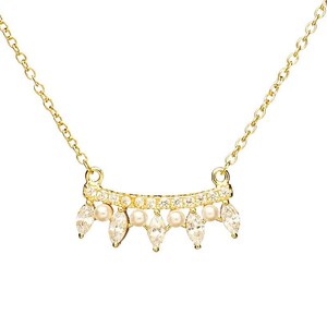 Zirconia and Pearl Necklace - Dainty necklace - Delicate CZ necklace - Minimalist necklace - Dainty Jewelry - Minimalist Jewelry