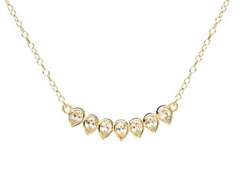 CZ necklace, Delicate Necklace, Zirconia drops necklace, Geometrical Necklace, Cubic zircon dainty necklace, Minimalist Necklace