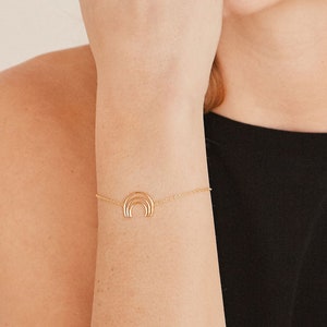 Sterling silver Rainbow Bracelet, Dainty Bracelet for women,  Gift For Her, Bridesmaid Gift, Gold Chain Bracelet, Minimalist Jewelry gift