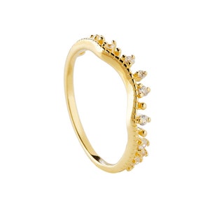 Sparkly CZ-ring, glanzende zirkonia-ring, stapelring, minimalistische sieradenring, sierlijke zilveren ring, witte CZ-ring, gouden minimalistische ring