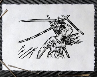 Jeanne de Belleville Linocut Print: Breton Tigress Medieval Art