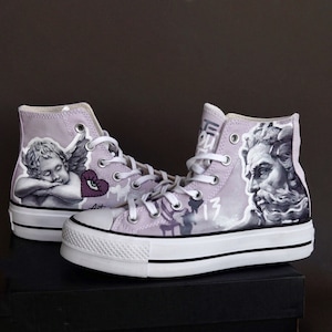 Custom Converse Hi-Tops, Tie Sneakers, High Tops Hand Painted, Custom Made Shoes, Personalized Converse, Vans Custom