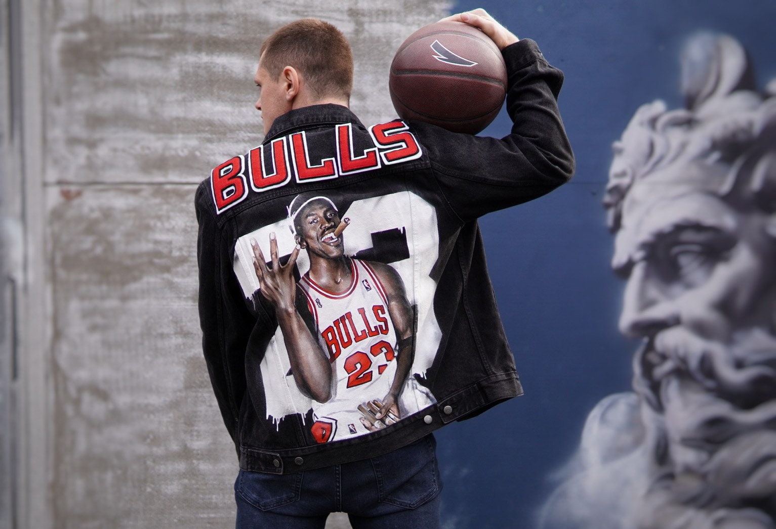 Custom Jacket Michael Jordan Chicago Bulls Hand-painted Denim 