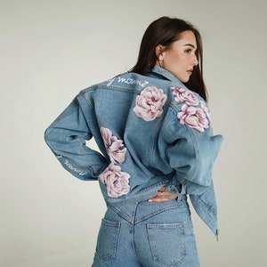 Urban Society mens embroidered denim street wear jean jacket sz XL Floral  Bloom
