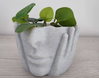 Face with Hands Planter - Elegant Decor - Storage - Home and Garden - Indoor or Outdoor Plant - Air Plant - Jewelry Box