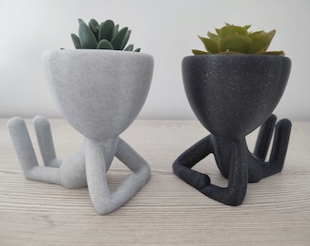 Macetero persona tumbada - Plantas de interior - Maceta para cactus y suculentas - Tiesto decorativo - Decoración minimalista de hogar - Zen