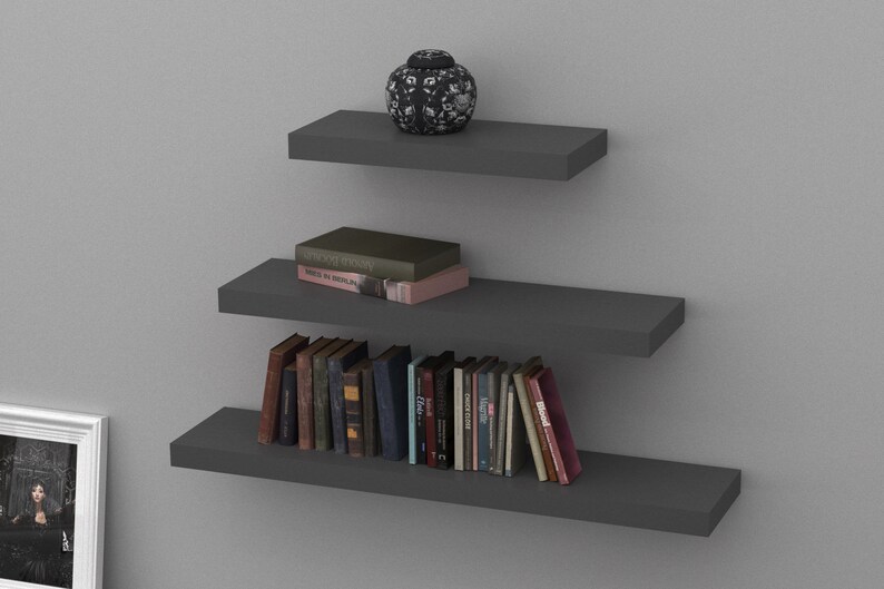 Dark Grey Floating Shelf Kit 570x250x50mm Etsy UK