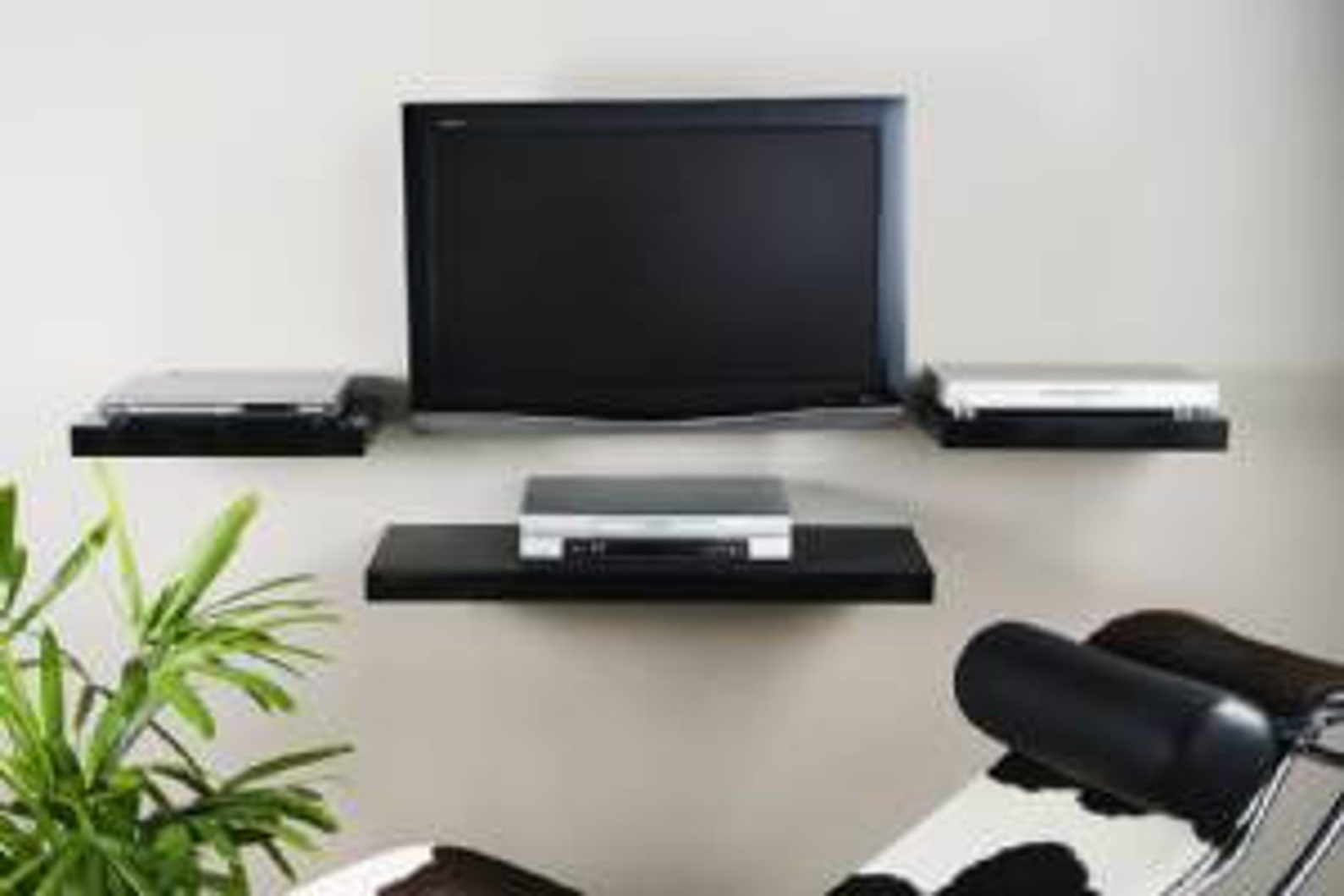 Black Media Floating Shelf Kit 450x300x50mm Etsy