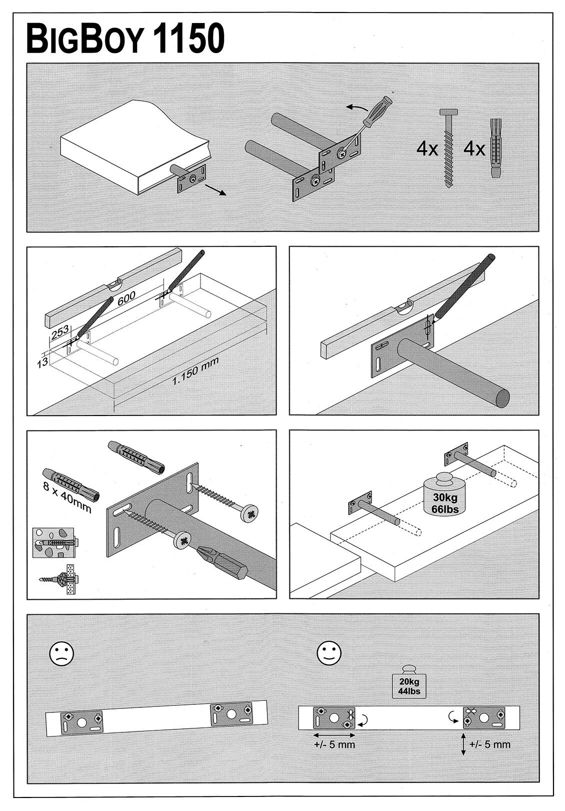Large Oak Floating Shelf Kit 1500x300x50mm Etsy UK