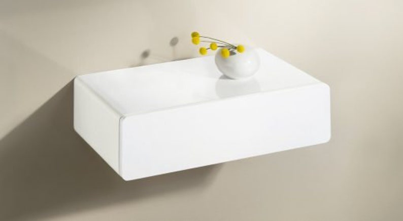 Floating Drawer Shelf Gloss White 500x250x130mm image 2