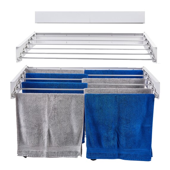 Mastershelf Laundry Retractable Wall Mounted Clothes Drying Rack Airer Folding Indoor or Outdoor 100x50x11.5cm 40x20x4.42 Etsy
