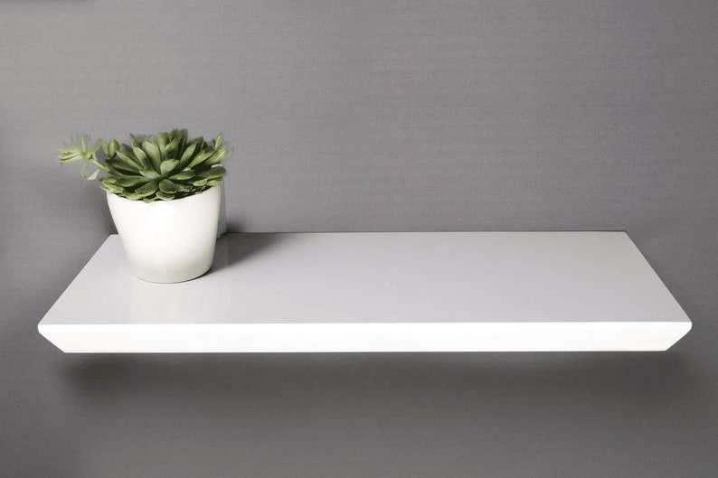 High Gloss White Bevelled Edge Floating Shelf 450x250x38mm Etsy