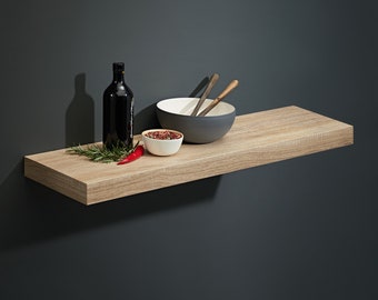 Large Oak Floating Shelf Kit 1500x250x50mm (59.1x9.8x1.9in)