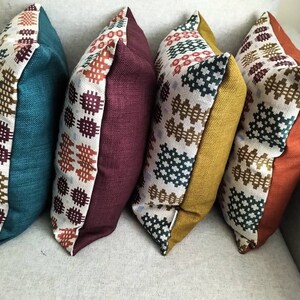 Multicoloured Welsh Tapestry Fabric Cushion Cover with choice of backing colours.