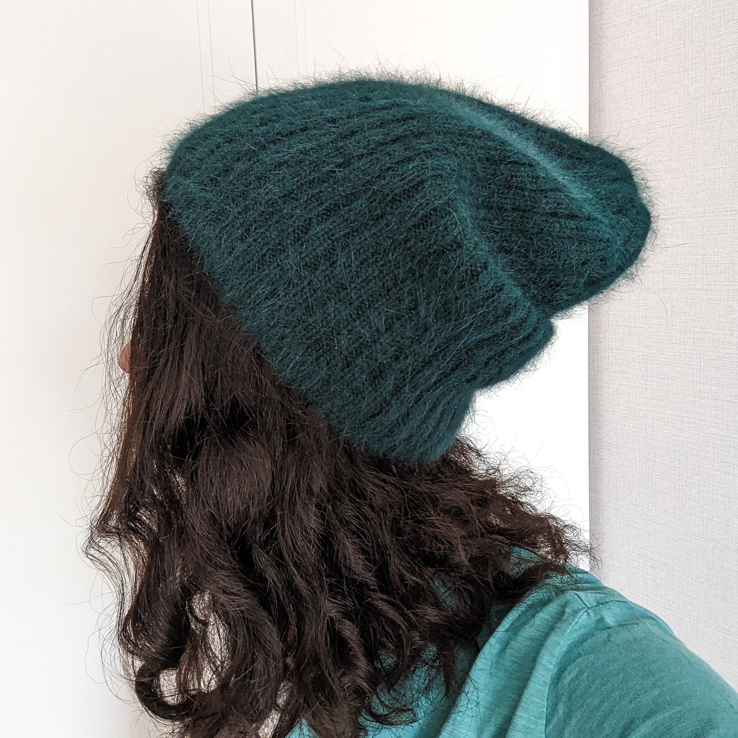Angora green beanie Royal Angora Wool Beanie - Emerald Green – Camp Brand Goods main image 3
