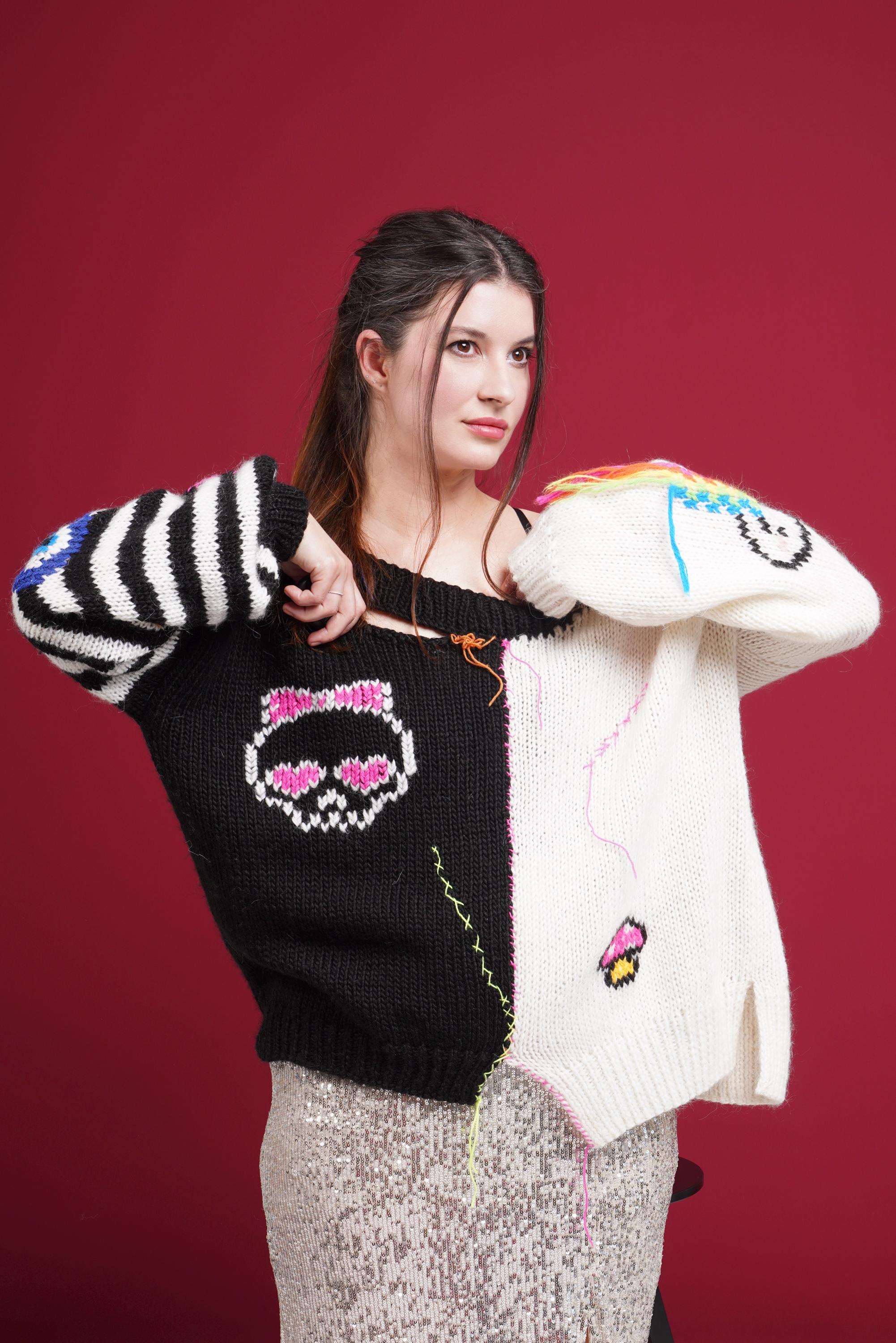 Sentro Addi Knitting Machine Pattern, Patchwork Oversize Sweater