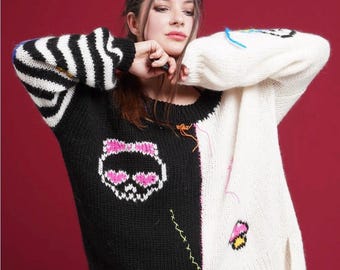 Sentro Addi Knitting Machine Pattern, Patchwork Oversize Sweater, Easy Beginner Cardigan Pattern (PDF)
