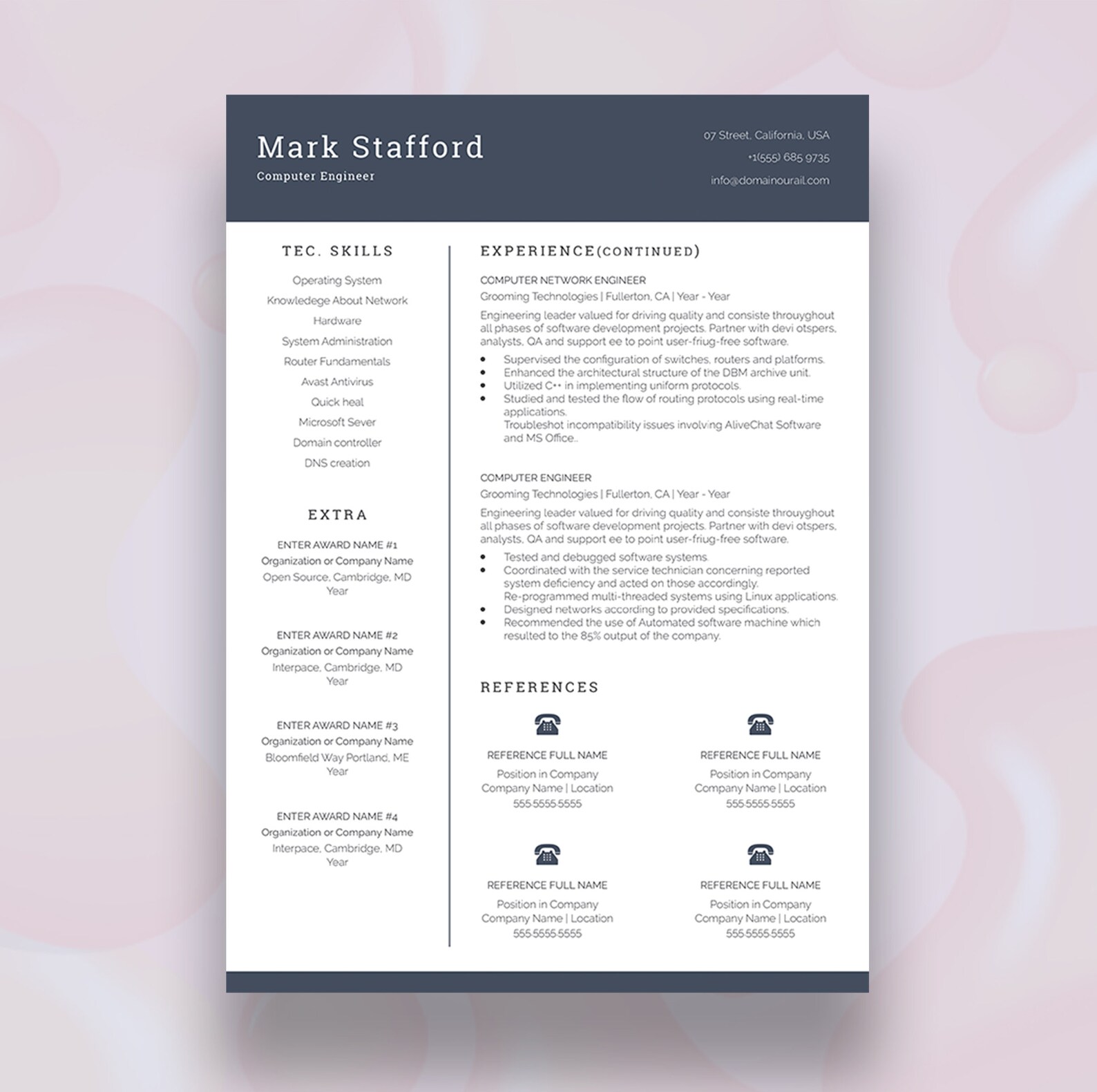 Computer Engineer Resume Template Canva and MS Word, Engineering Resume ...