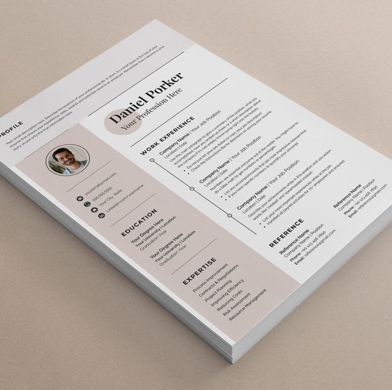 Professional Cv Photo Guide Pdf Professional Resume Template, Editable CV Template, Modern Minimalist ...