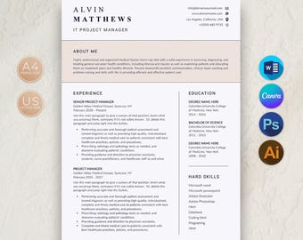 Professional Resume Template | Editable Modern CV Design | ATS-Friendly Printable Resume in Word, Canva, Photoshop & Illustrator