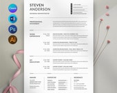 Resume Template, Clean Resume Templates Canva, MS Word, PSD & Illustrator, Two Page Resume Template, Cover Letter, Instant Download