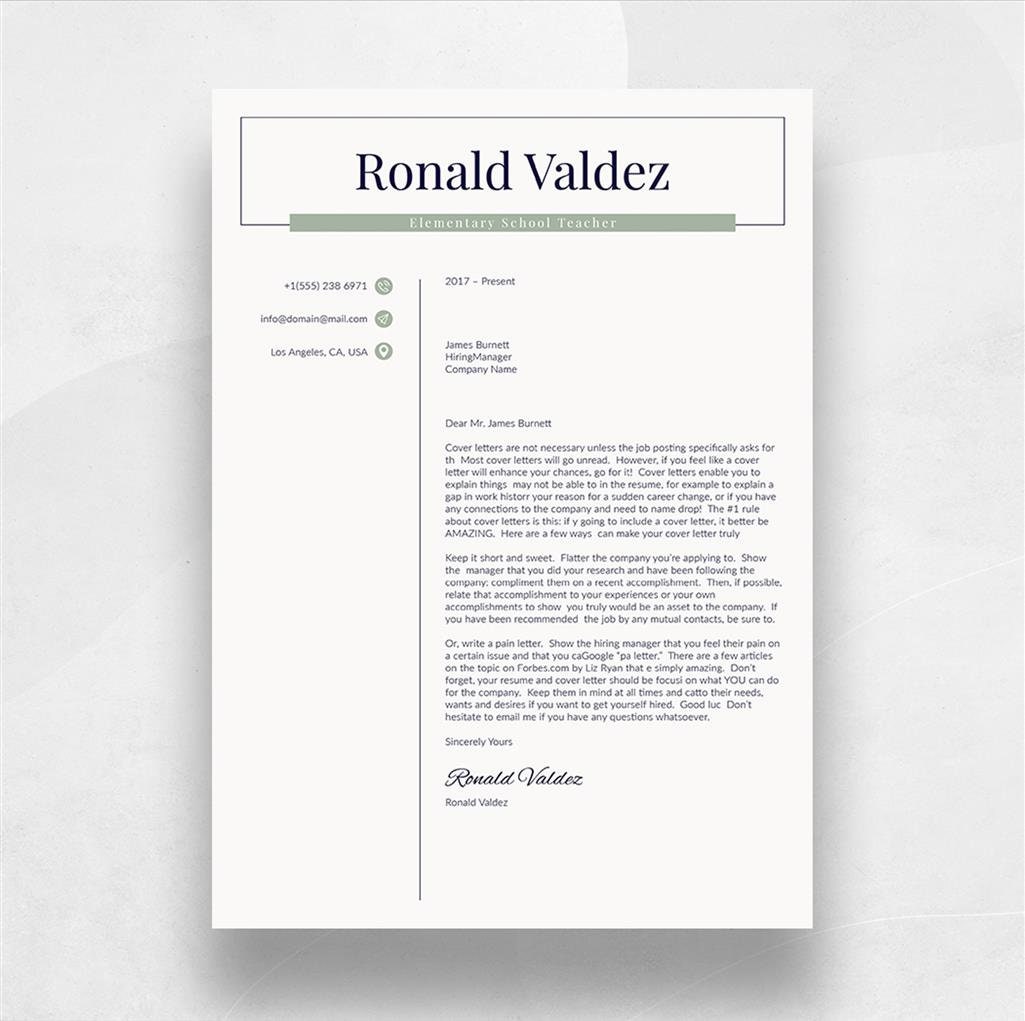 Resume Template for Canva CV Template Cover Letter Minimal - Etsy