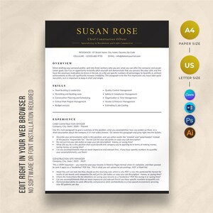 Resume Template For Canva, CV Template, Cover Letter, Minimal Resume Templates, Construction Resume for Word, Instant Download