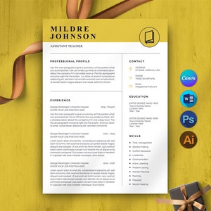 Resume Template For Canva, CV Template, Cover Letter, Minimal Resume Templates, Professional and Creative Resume for Word, Instant Download