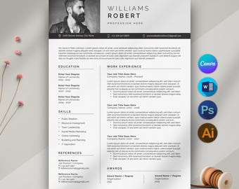 Modern Resume Template for Word & Canva Professional CV Design Clean Minimalist Resume Layout Editable Cover Letter Instant Digital Download