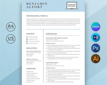 Engineer Resume Template Canva, Word Engineering Resume, Mechanical Engineer, Software Engineer, Electrician Technician, Civil Engineer