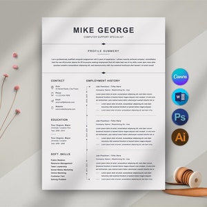 Resume Template for Canva & Word, Simple Minimalist Resume Templates, Professional  Resume, Elegant, Minimal CV, Creative, Modern Job Resume