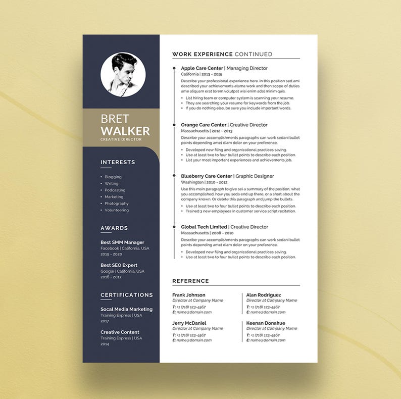 Professional Resume Template, Modern CV Template, Editable Canva Resume ...