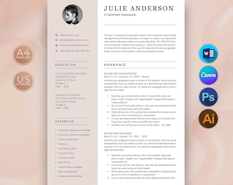IT Manager Resume Template Canva and MS Word, Engineering Resume, Software Engineer, Matching Cover Letter, Instant Download