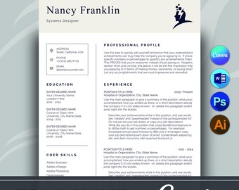 Modern Resume Template | Editable Professional CV Design | ATS-Friendly Printable Resume in Canva, Word, Photoshop & Illustrator