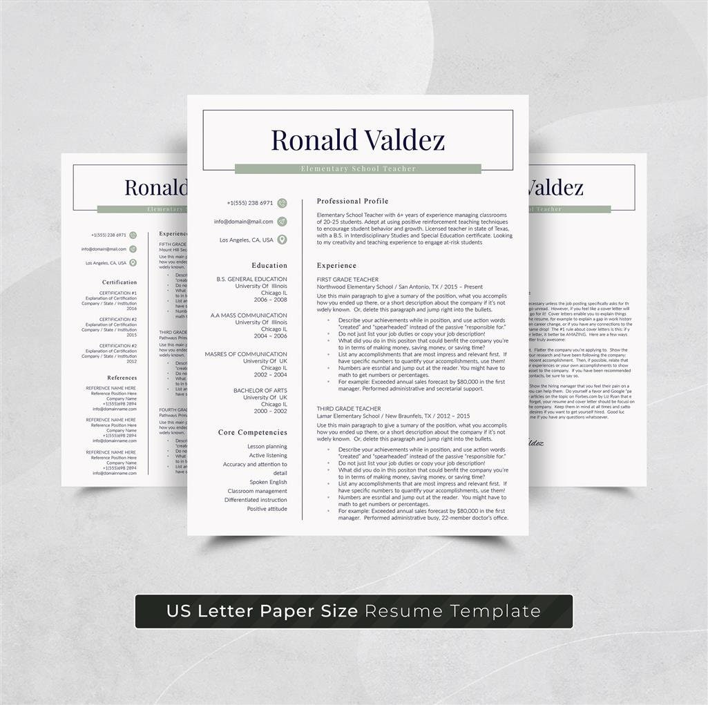 Resume Template for Canva CV Template Cover Letter Minimal - Etsy