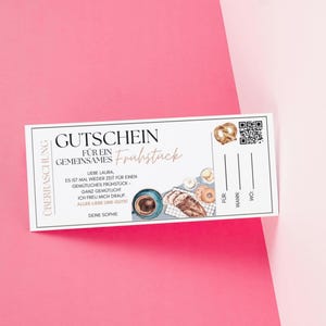 Personalisierbarer Frühstück-Gutschein mit QR-Code, Digitaler Download | Kreatives Geschenk für Brunch-Liebhaber, Last-Minute Geschenkidee