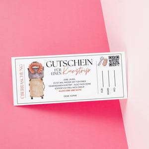 Personalisierbarer Gutschein für ein Kurztrip mit QR-Code | Geschenk zum Ausdrucken, Geschenkidee, Kurzurlaub, Wochenendtrip, Mädelstrip