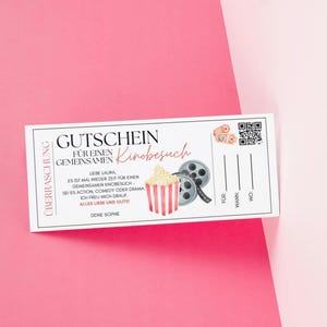 Personalisierbarer Kino-Gutschein mit QR-Code |Digitaler Download, Originelles Geschenk zum Ausdrucken & Verschenken