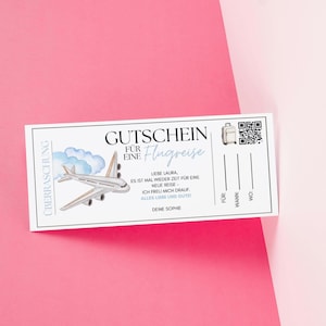 Personalisierbarer Flug-Gutschein mit QR-Code, Digitaler Download | Kreatives Geschenk für Reise-Liebhaber, Last-Minute Geschenkidee, Urlaub