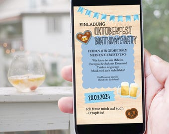 Digital Oktoberfest invitation | Birthday invitation with beer mug & Oktoberfest motif, Bavarian design invitation, lumberjack design