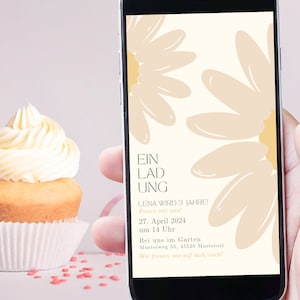 Convite digital para aniversário infantil | Flores delicadas e muita alegria, convite de aniversário, margaridas, margaridas