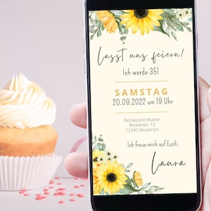 Digital Birthday Invitation | Sunny Sunflowers, Garden Party, Summer, Sun