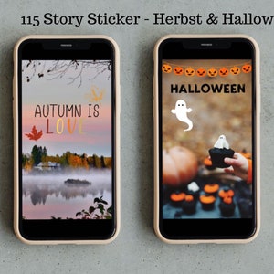 Instagram Sotory Sticker Bundle Herbst & Halloween | digitale Planner Sticker, Instagram Story Deko, GoodNotes Download