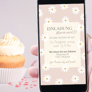 Invitación digital para cumpleaños infantil | Flores delicadas y gran alegría, invitación de cumpleaños, margaritas