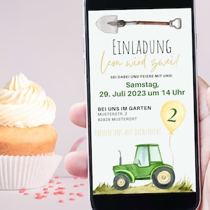 Digital Invitation - Personalized eCard Birthday, easy fast digital, tractor, farm, boy, makeover for other event